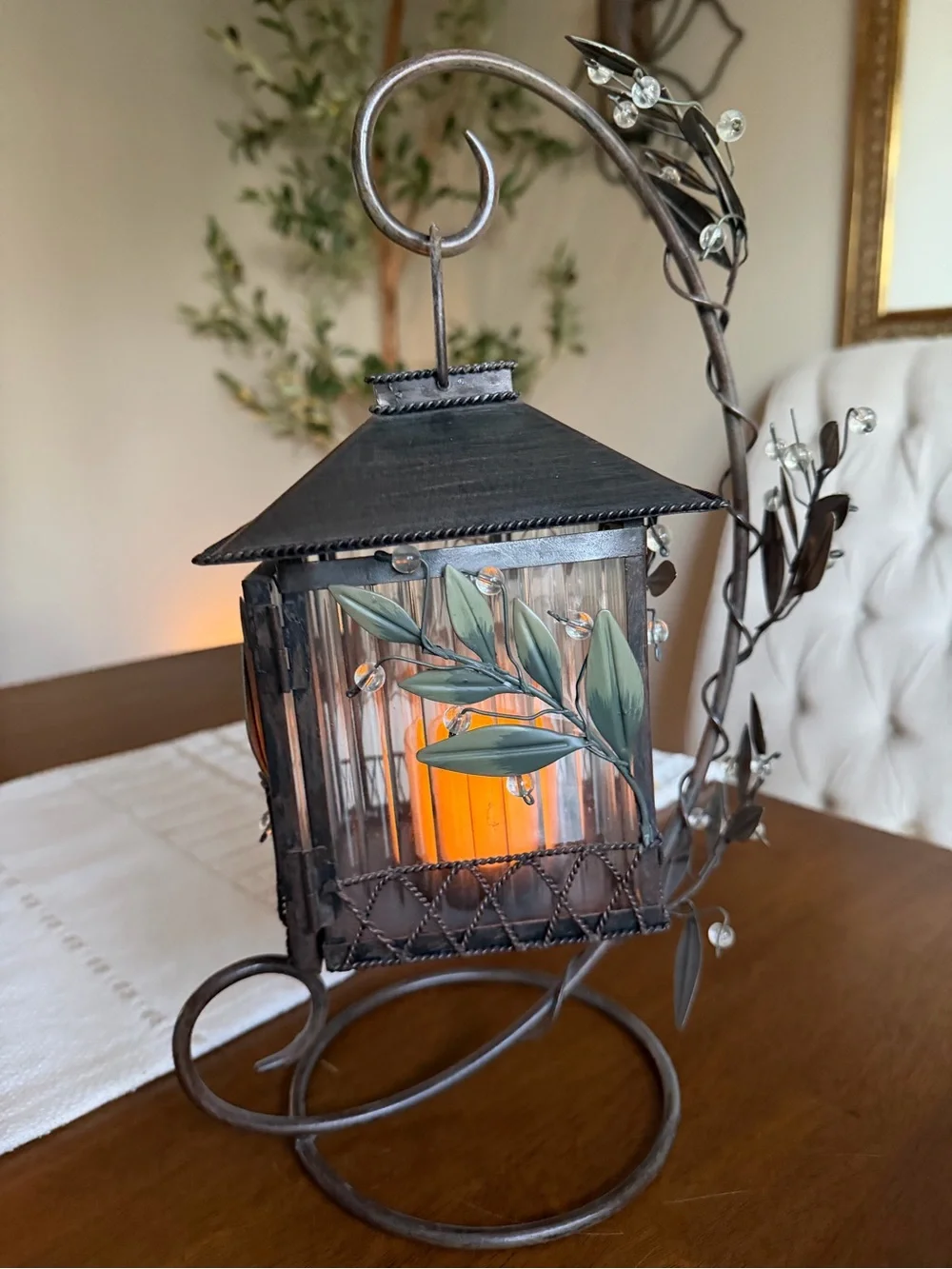Vintage PartyLite Metal Ivy Leaf Candle Lantern